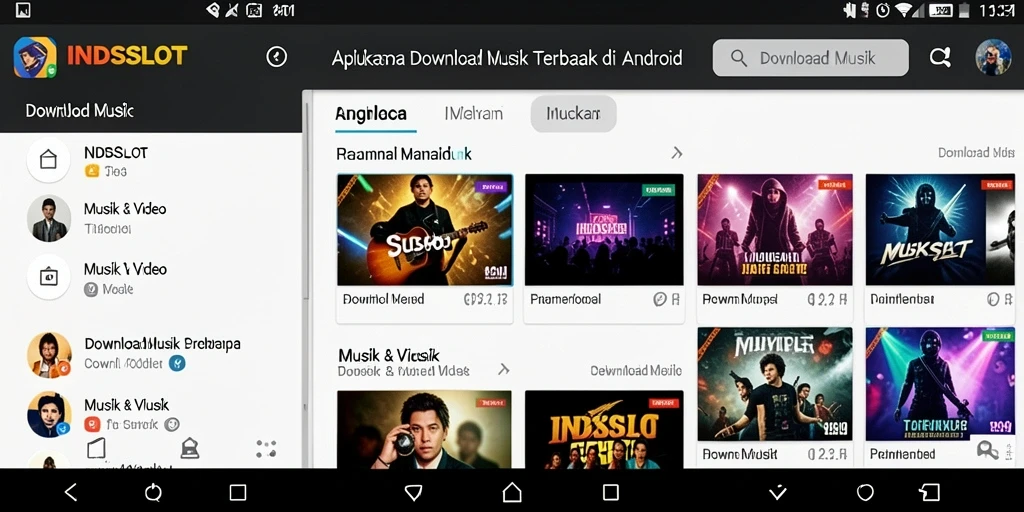 Tampilan antarmuka aplikasi INDSLOT untuk Download Musik yang intuitif.
