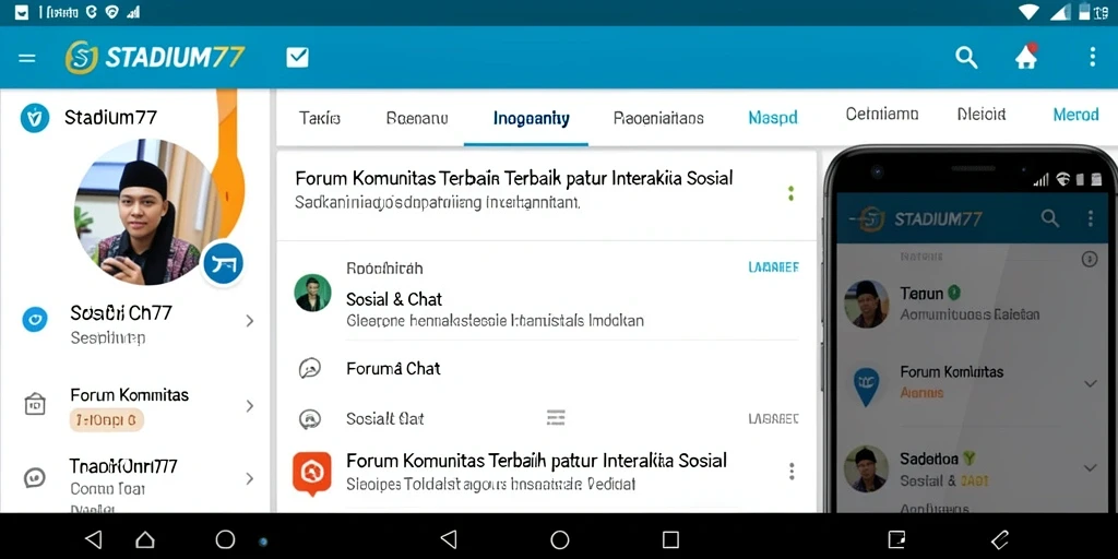 Tampilan antarmuka aplikas STADIUM77 yang menarik dan interaktif.