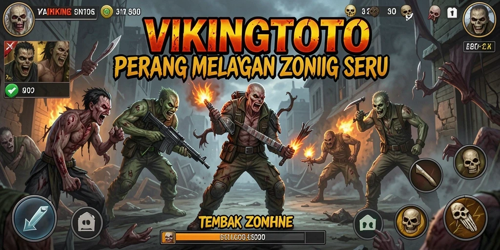 Tampilan antarmuka VIKINGTOTO dalam aksi Tembak Zombie.