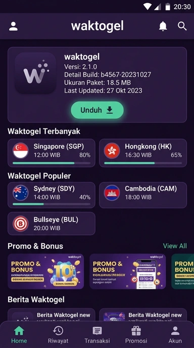 Tampilan halaman APK waktogel