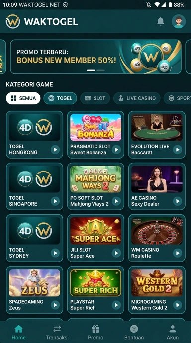 Tampilan katalog aplikasi waktogel
