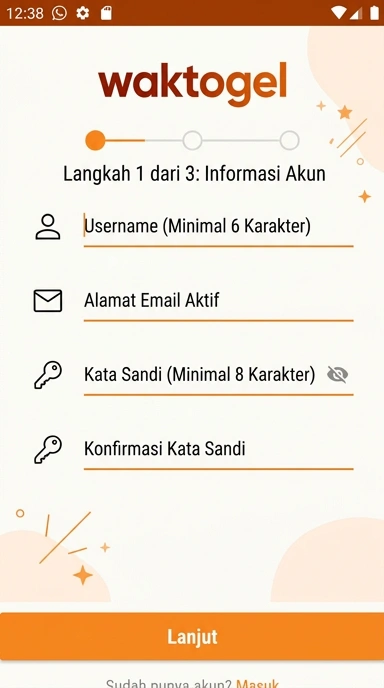 Tampilan halaman daftar waktogel