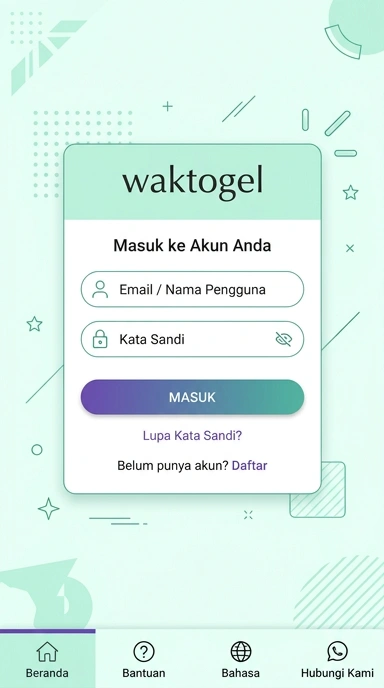 Tampilan halaman login waktogel